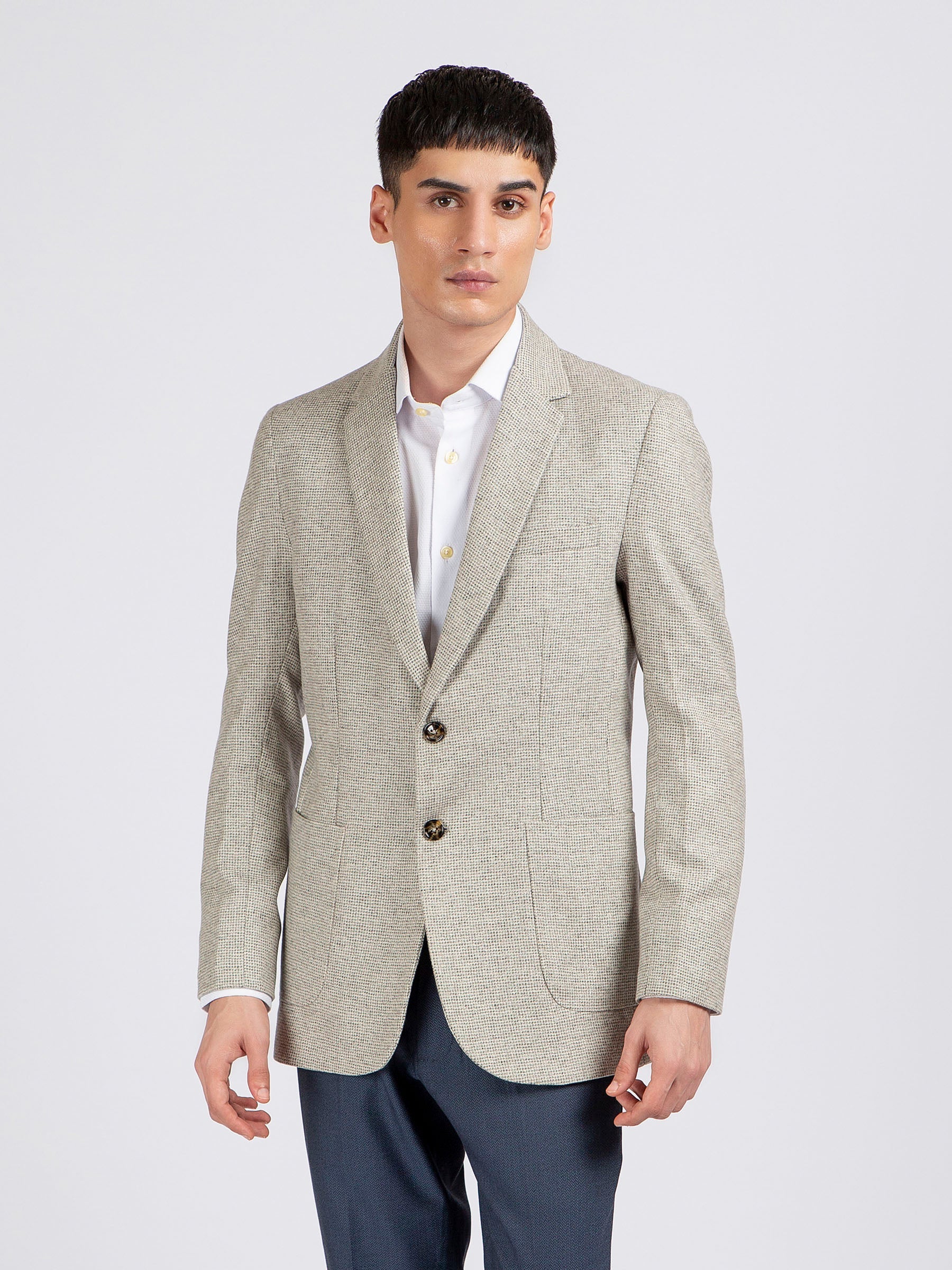 Light Grey Wool Cashmere Blazer - Sartoria