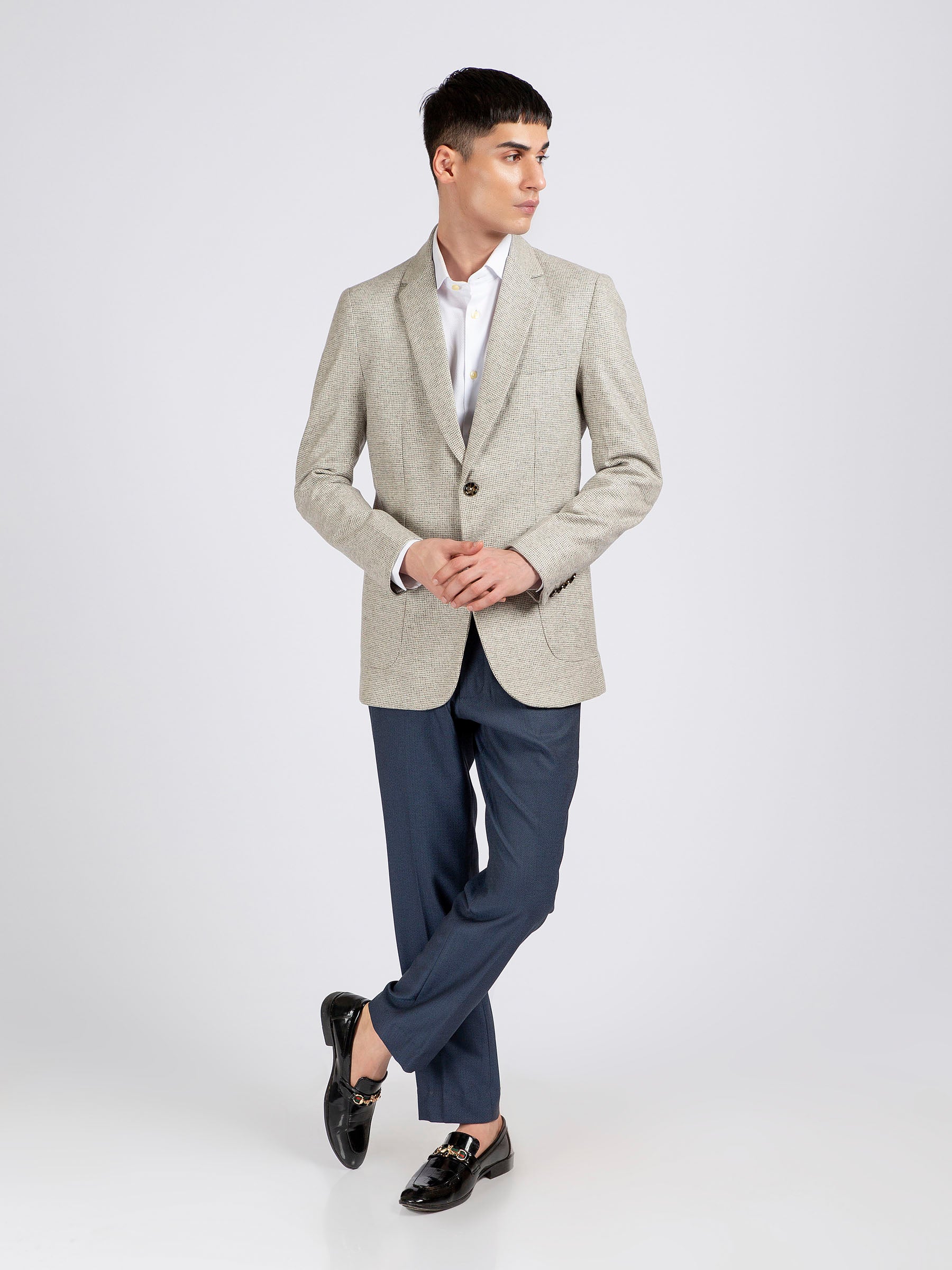 Light Grey Wool Cashmere Blazer - Sartoria
