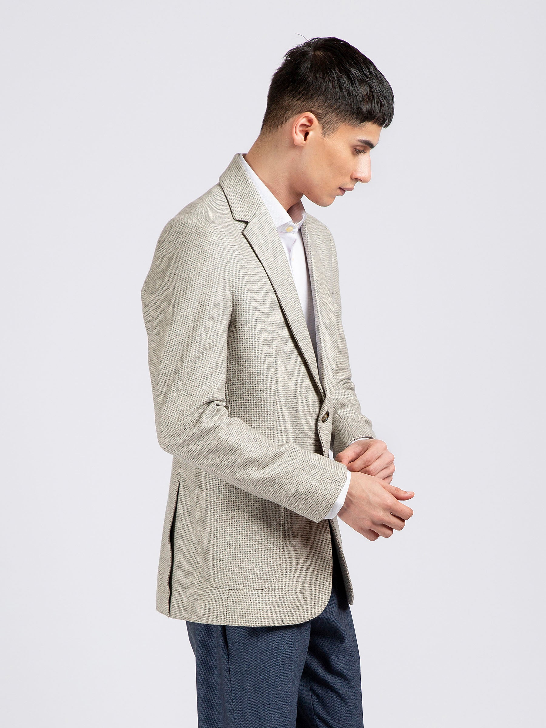 Light Grey Wool Cashmere Blazer - Sartoria