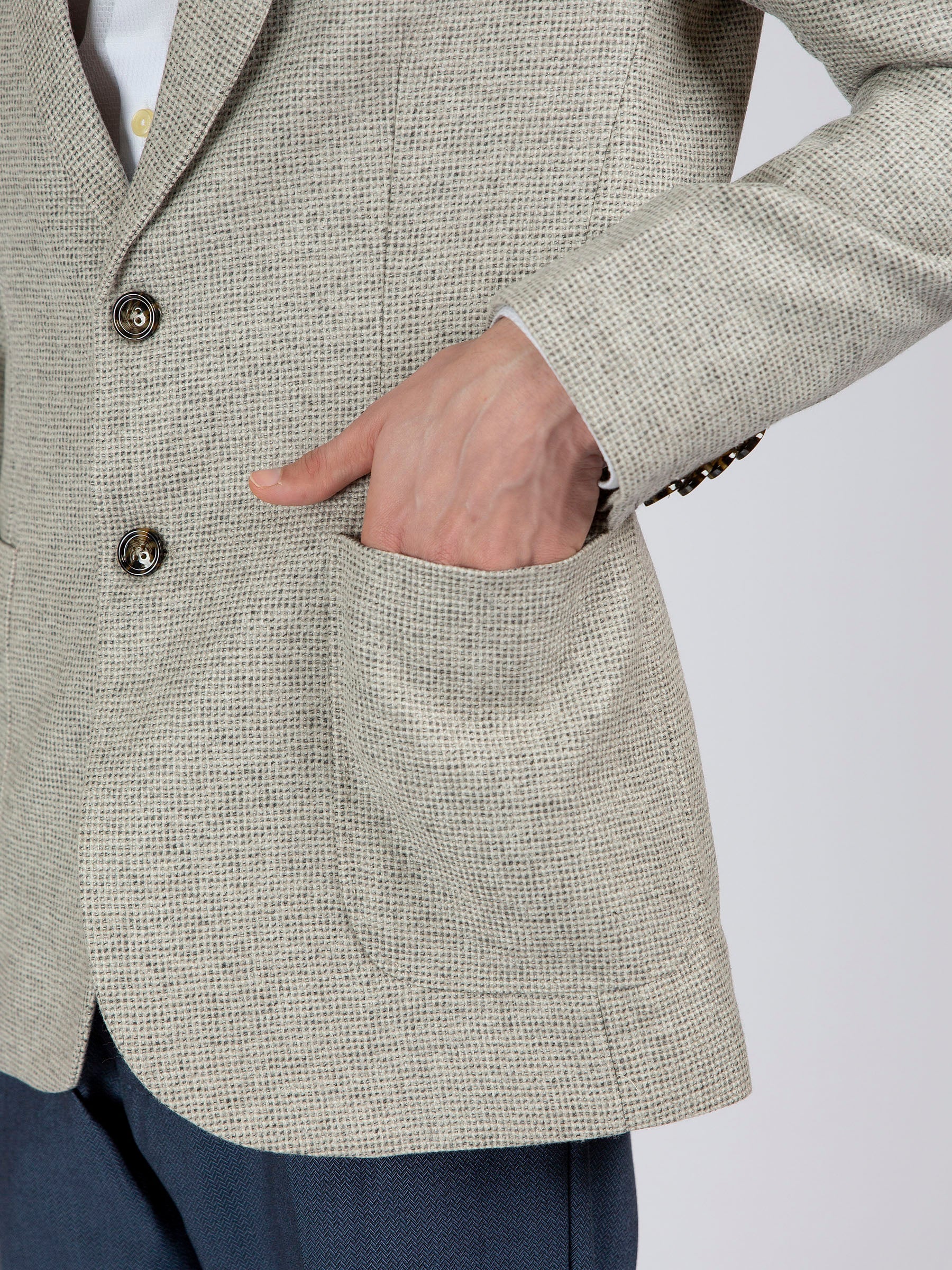 Light Grey Wool Cashmere Blazer - Sartoria