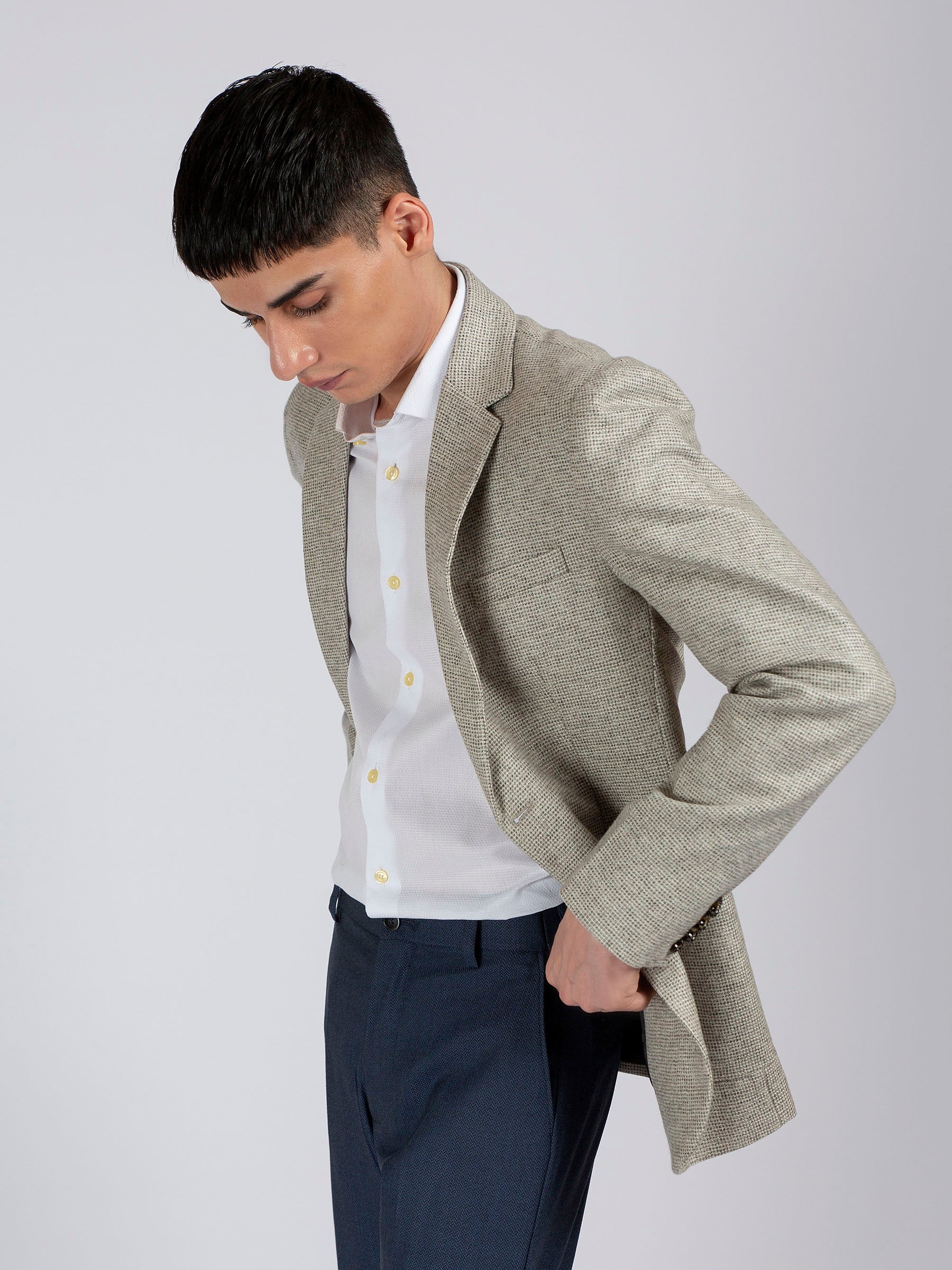 Light Grey Wool Cashmere Blazer - Sartoria