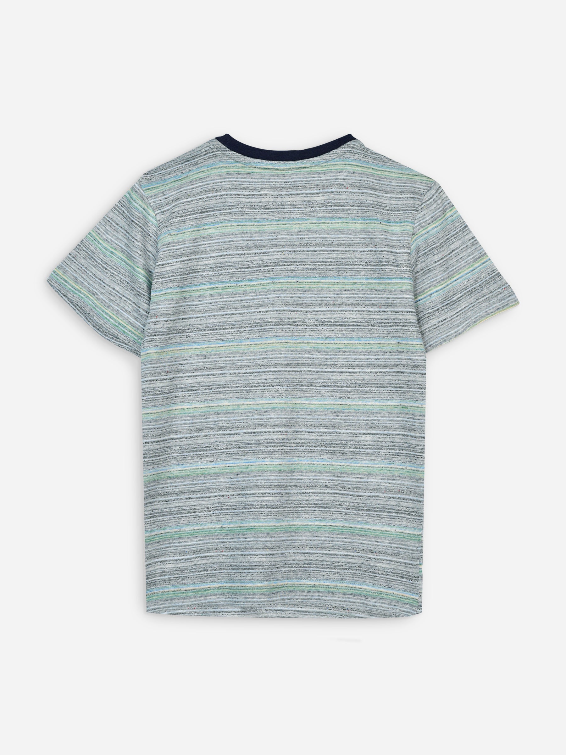 Grey Multi Color Striped Csual T-Shirt