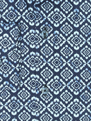 Navy Blue & White Motif Printed Shirt