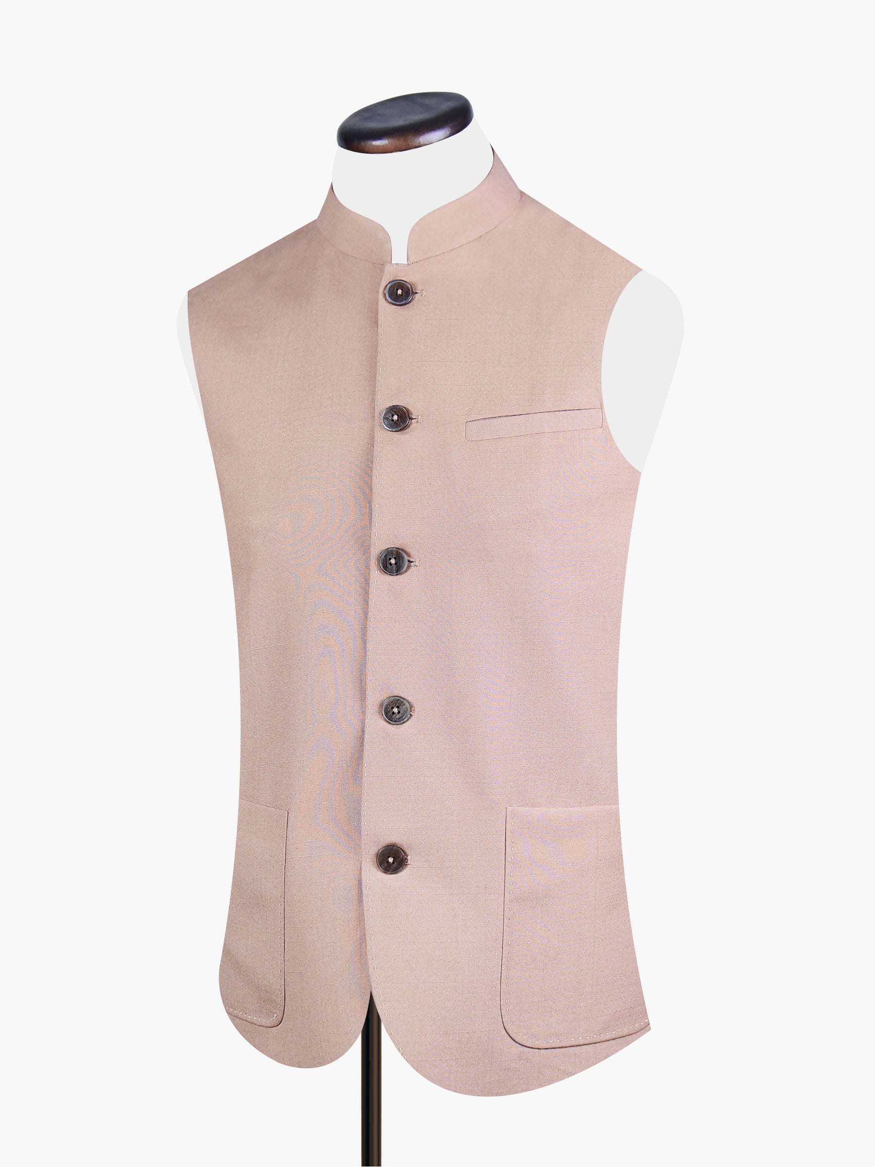 Fawn Brown Formal Textured Waistcoat