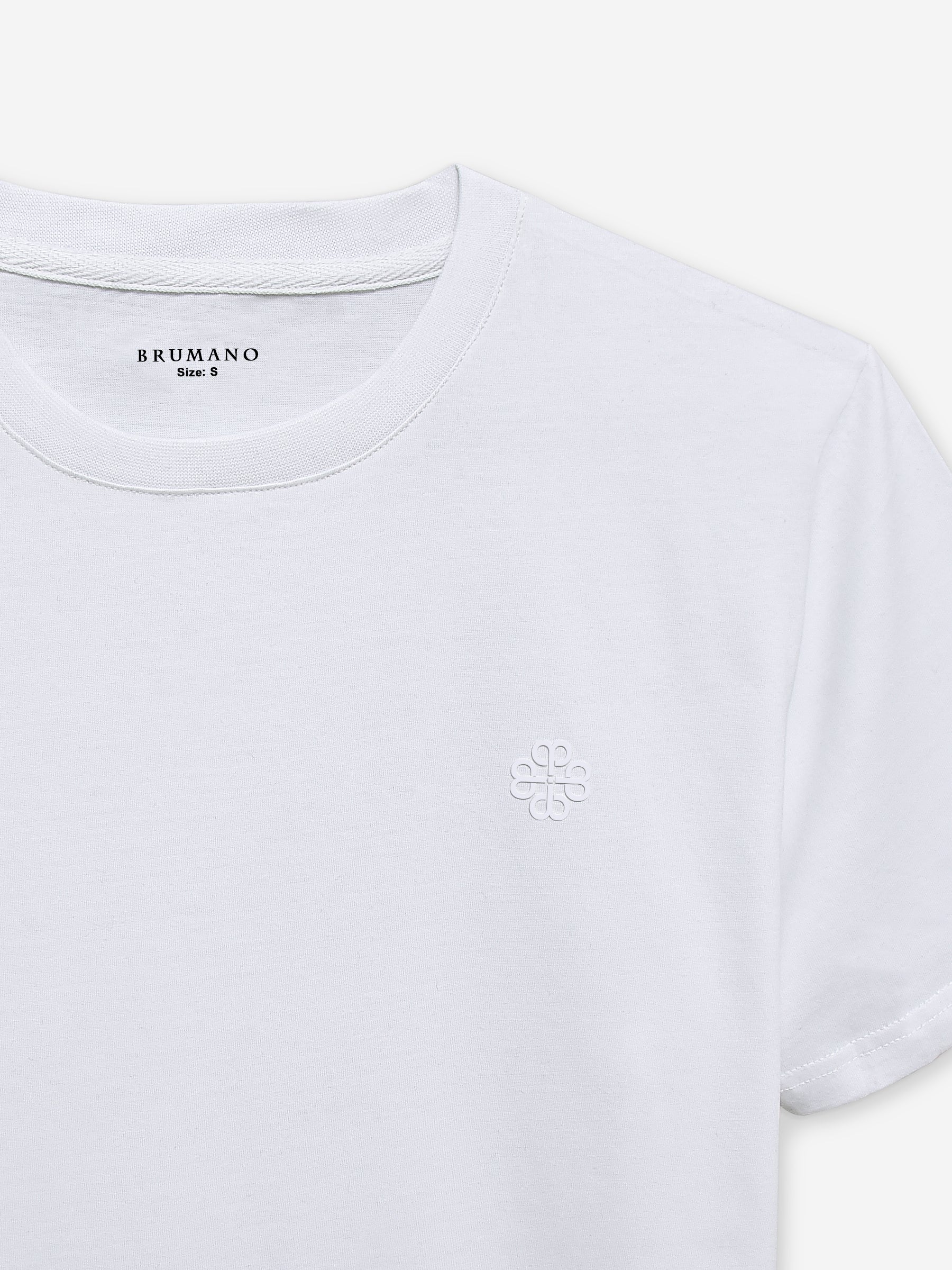 White 100% Combed Cotton Crew Neck T-Shirt