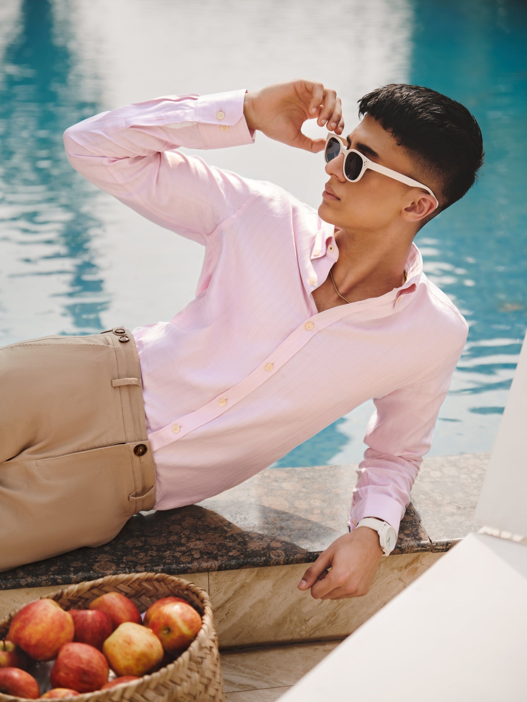 Pink Striped Structured Formal Shirt