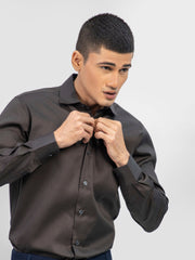Classic Dark Brown Satin Formal Shirt