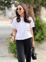 White 100% Cotton Basic Tee - Women