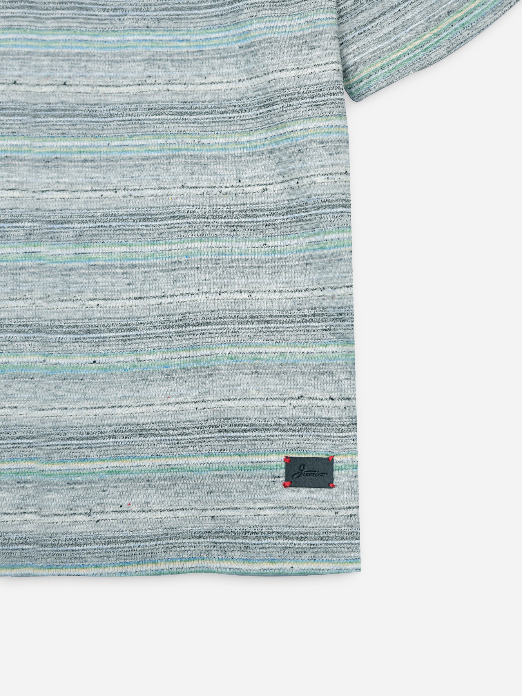 Grey Multi Color Striped Csual T-Shirt