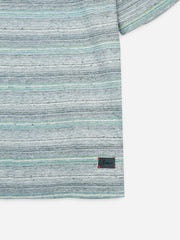 Grey Multi Color Striped Csual T-Shirt