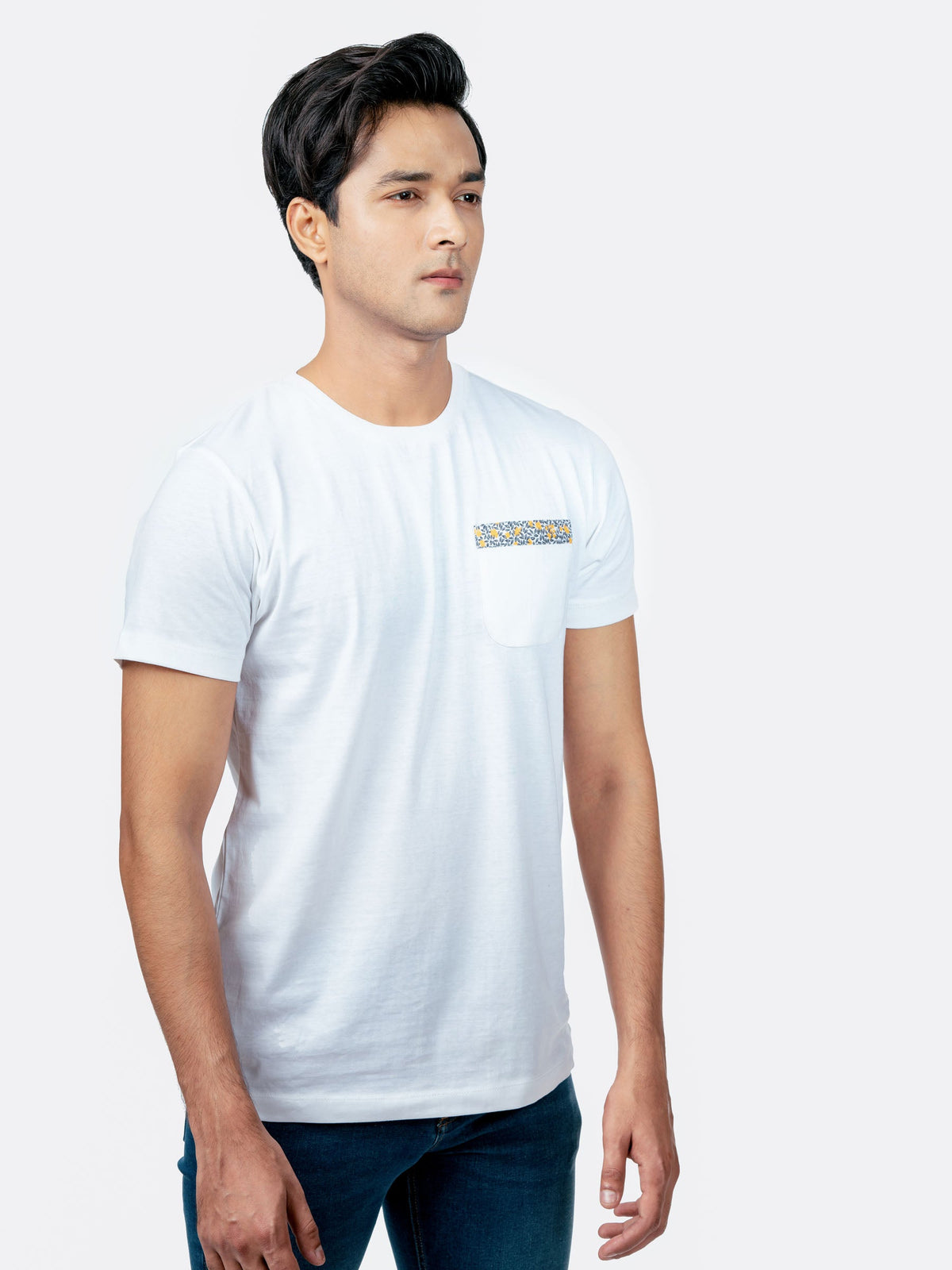 White Crew Neck T-Shirt With Pocket