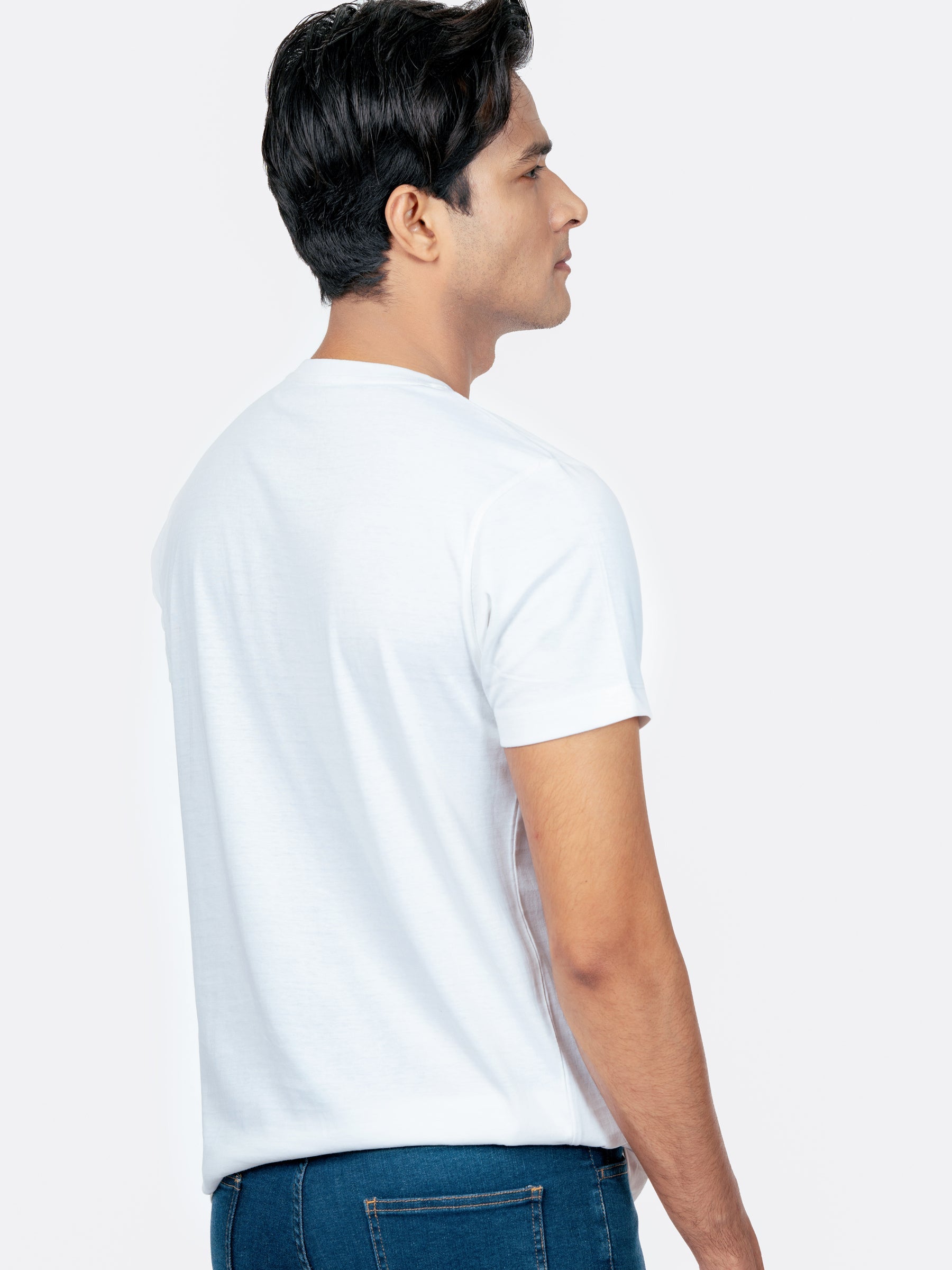 White Crew Neck T-Shirt With Pocket