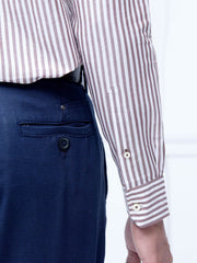 Brown Linen Bold Striped Shirt