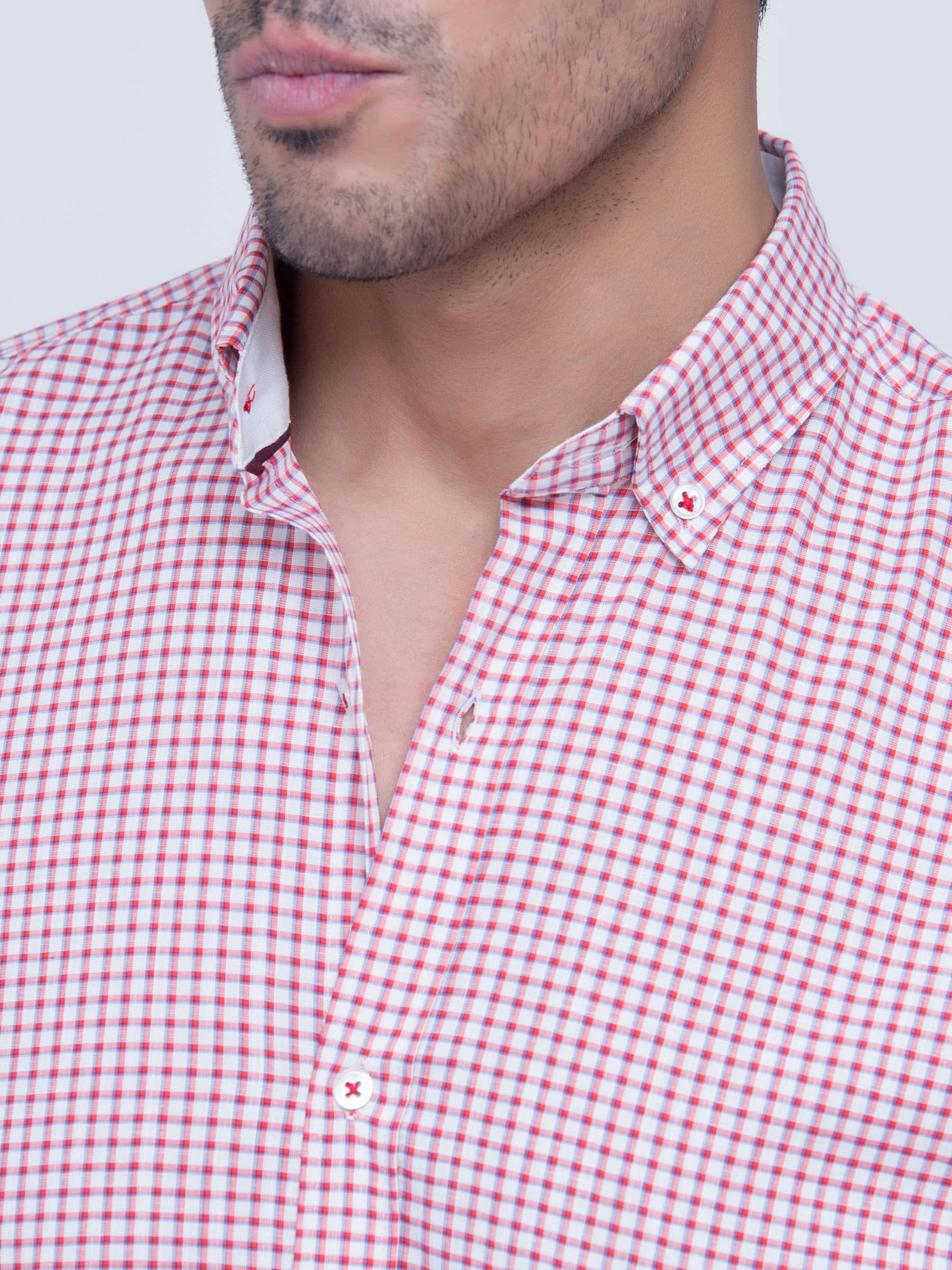 Red Linen Gingham Shirt