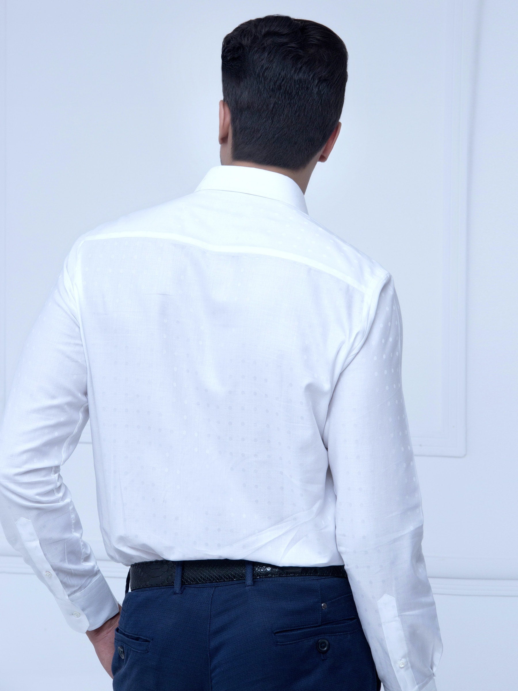 White Polka Dot Formal Shirt
