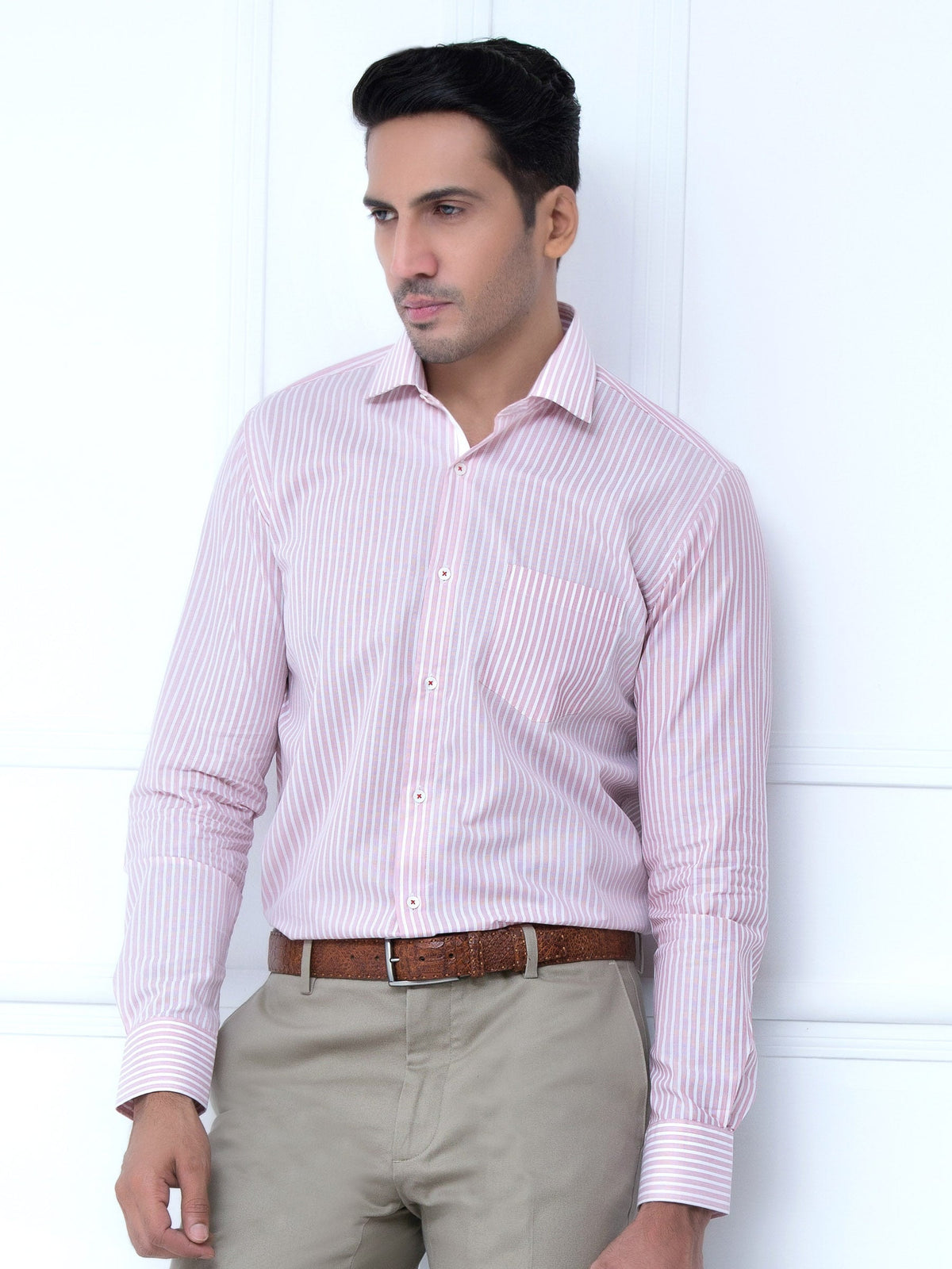Red Striped Shirt With Detailing