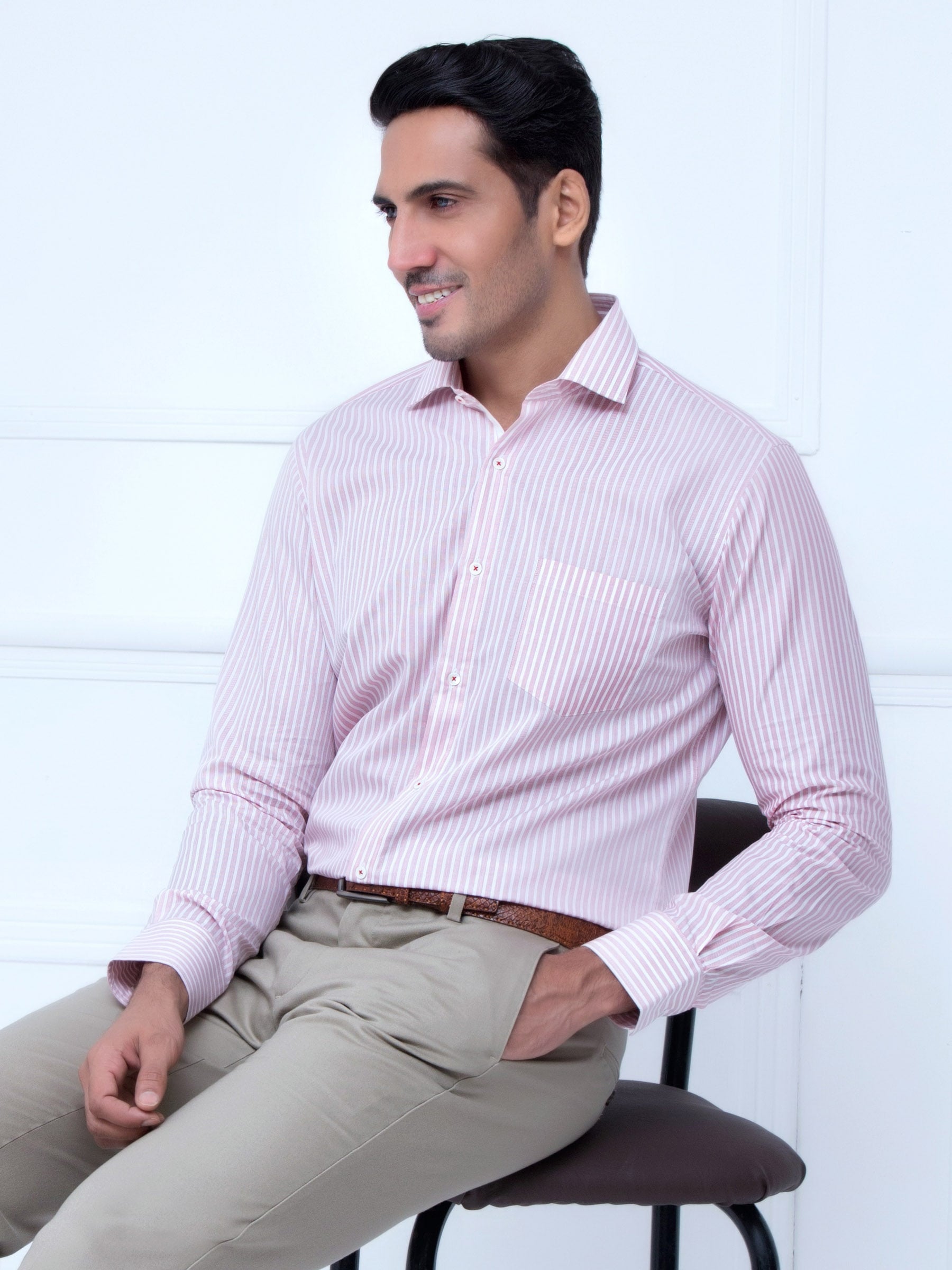 Red Striped Shirt With Detailing