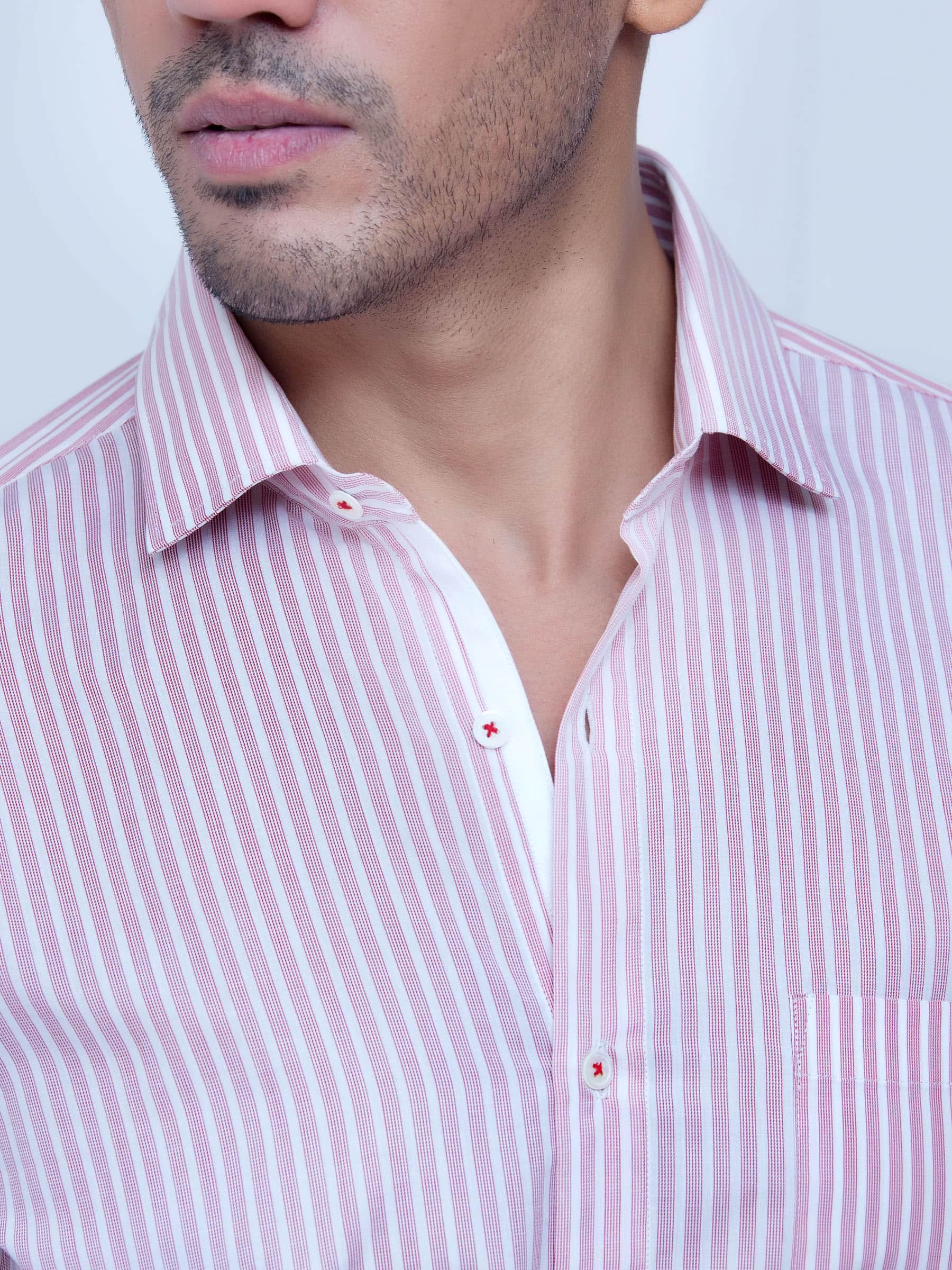 Red Striped Shirt With Detailing