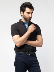 Slim-Fit Black Pima Polo Shirt
