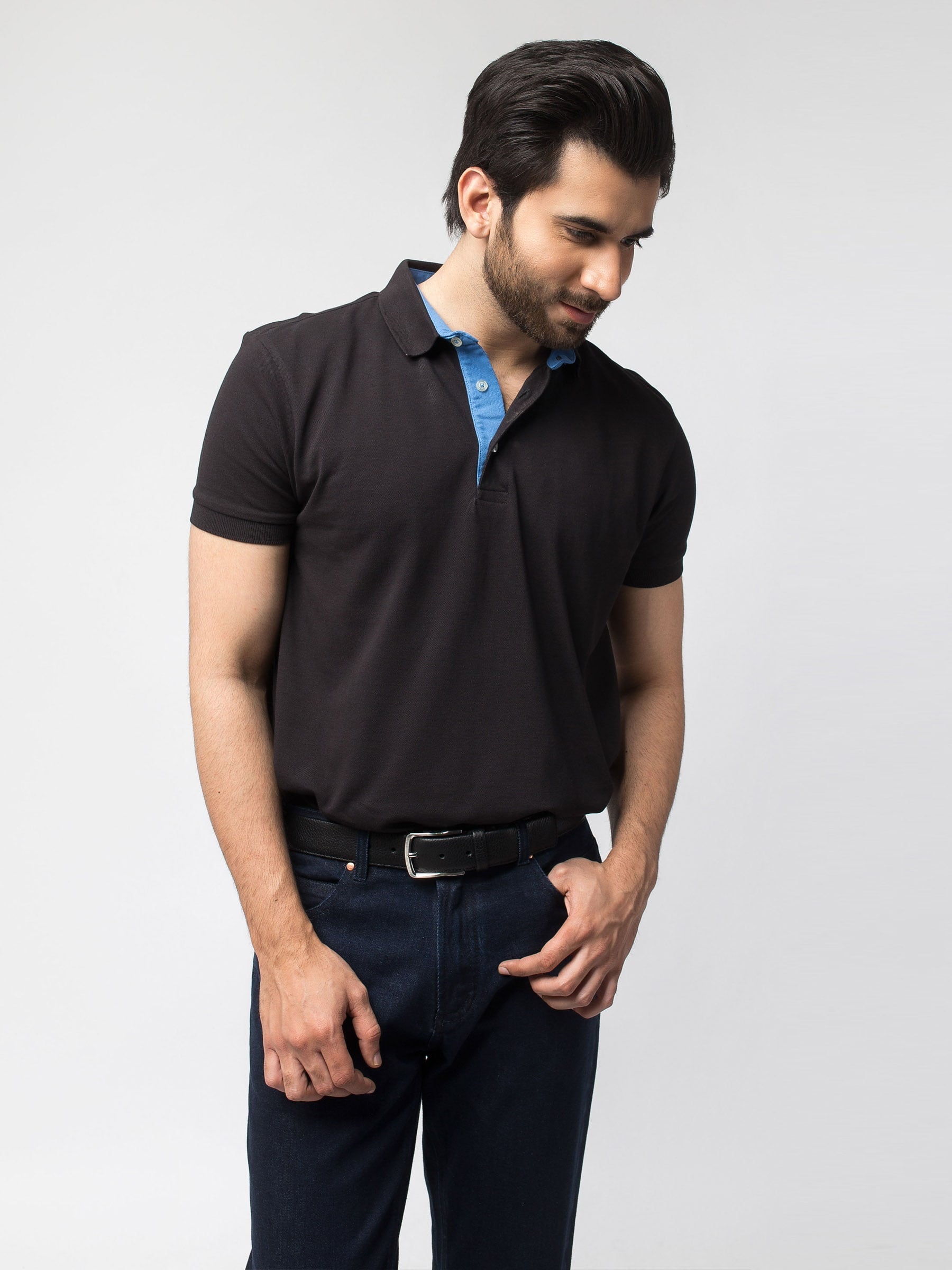 Slim-Fit Black Pima Polo Shirt