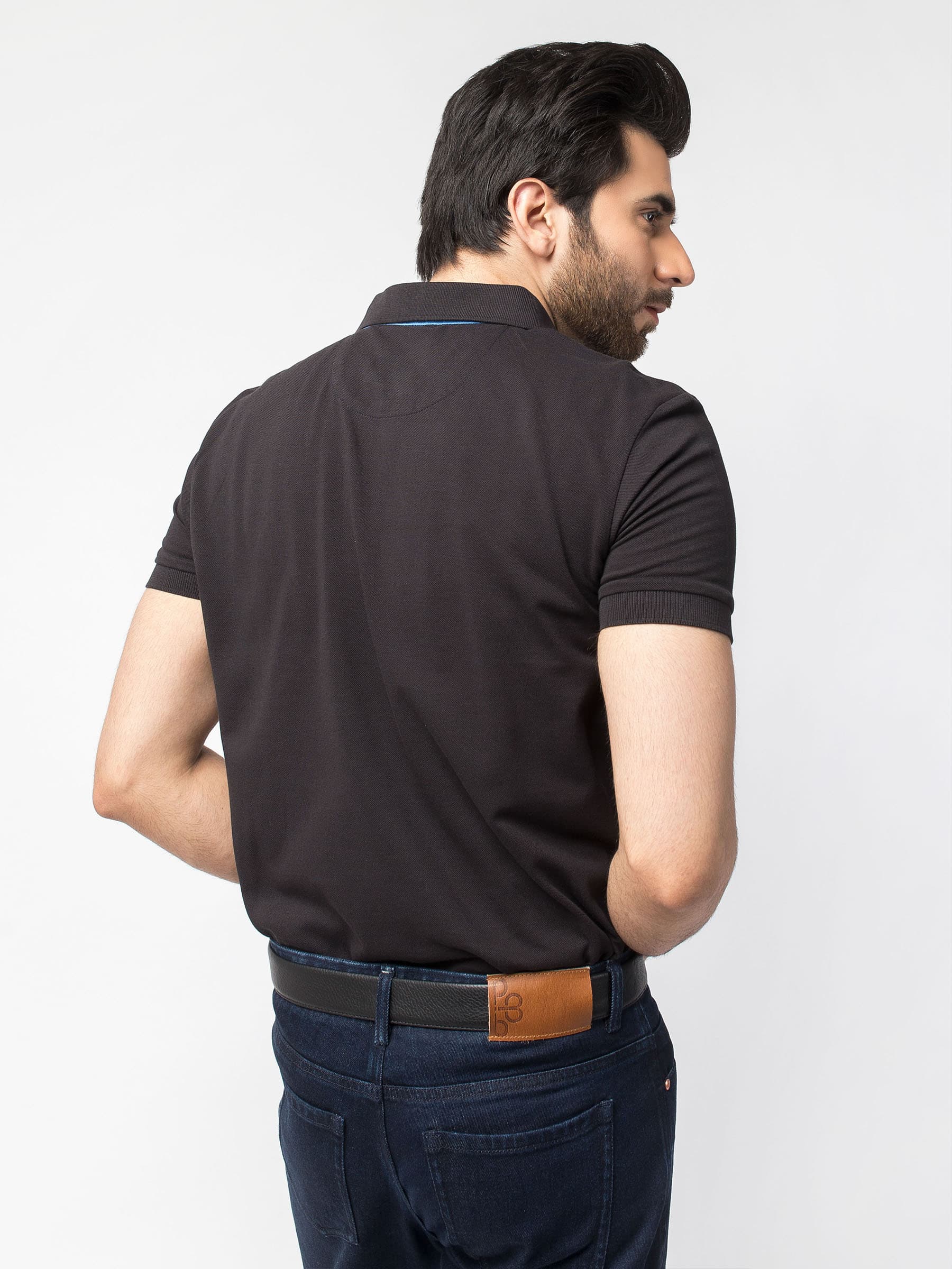 Slim-Fit Black Pima Polo Shirt