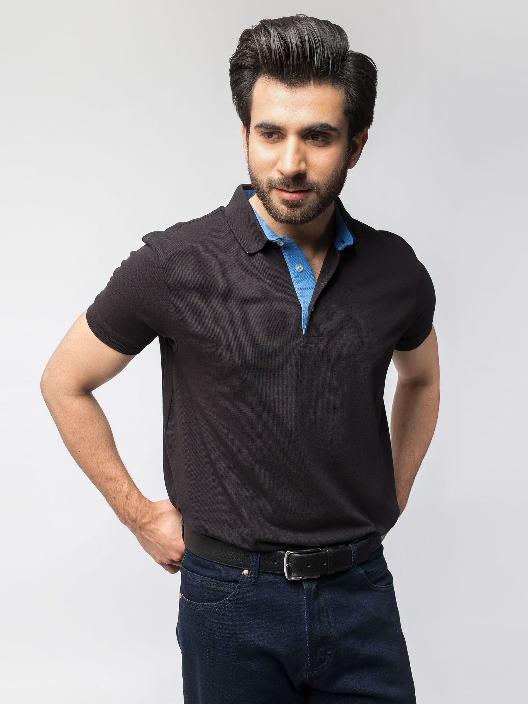 Slim-Fit Black Pima Polo Shirt