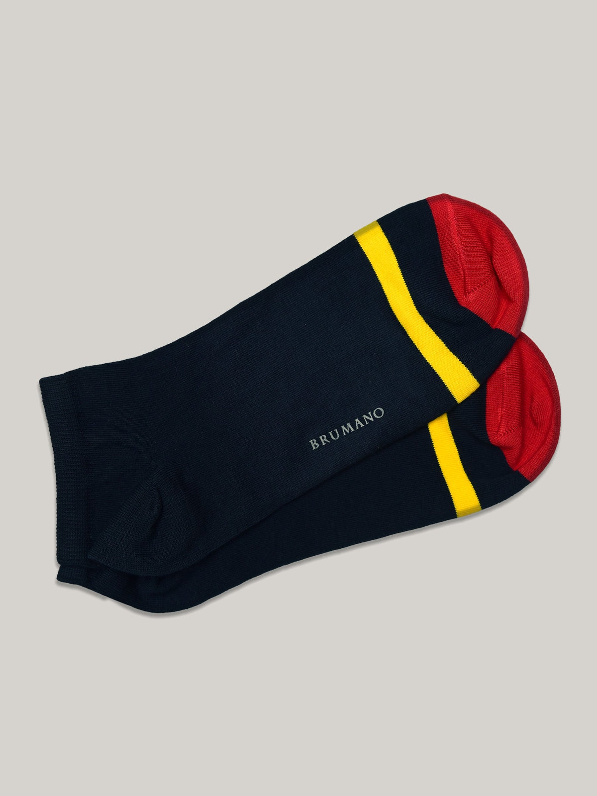 Navy Blue & Yellow Cotton Ankle Socks