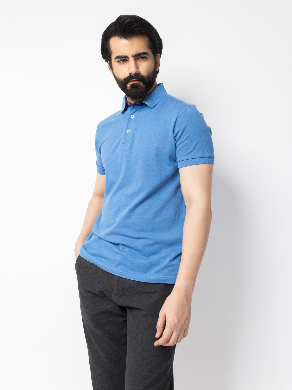 Slim-Fit Blue Pima Polo Shirt