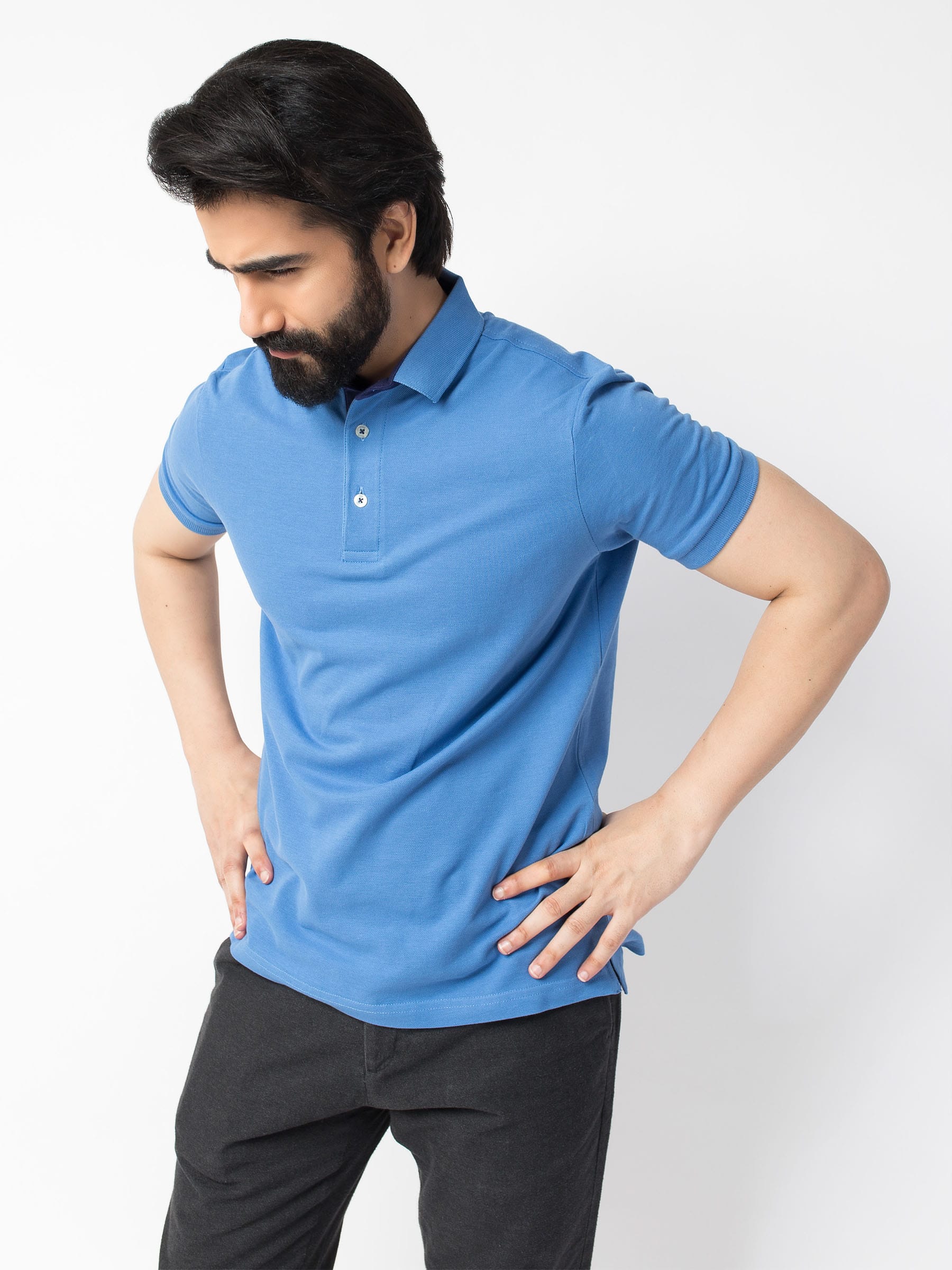 Slim-Fit Blue Pima Polo Shirt