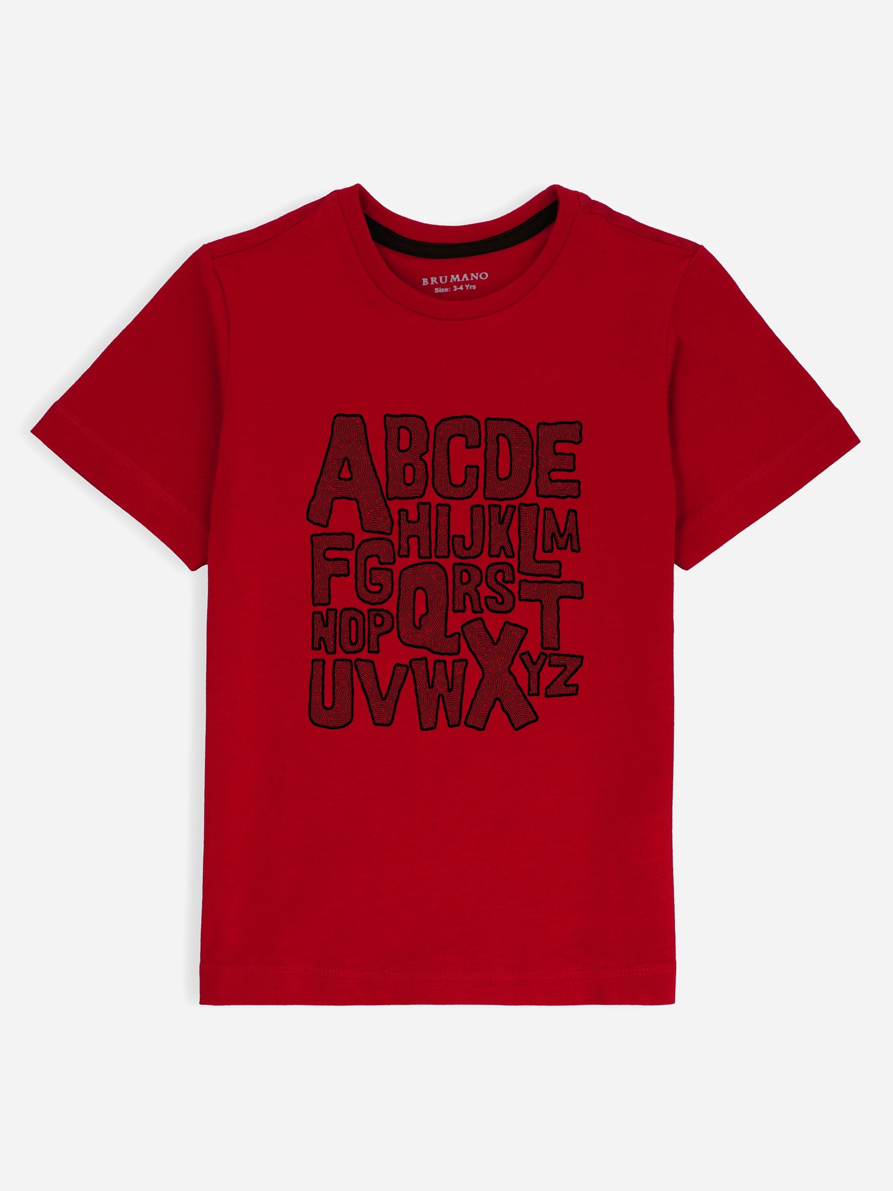 Red Graphic Printed 'ABCD' Casual Tee