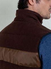 Brown Moleskin Sleeveless Jacket With Quilting - Limited Edition
