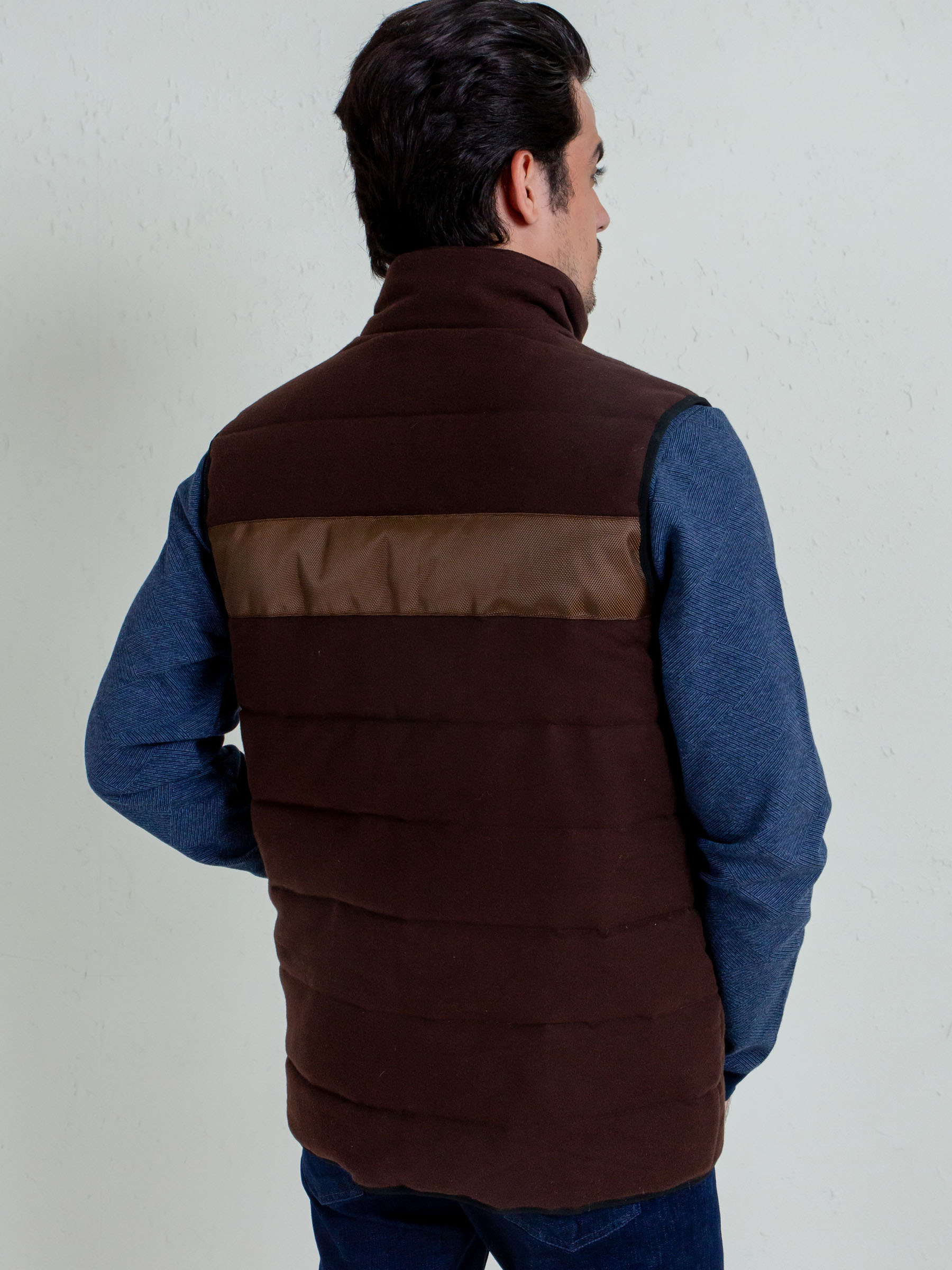 Brown Moleskin Sleeveless Jacket With Quilting - Limited Edition