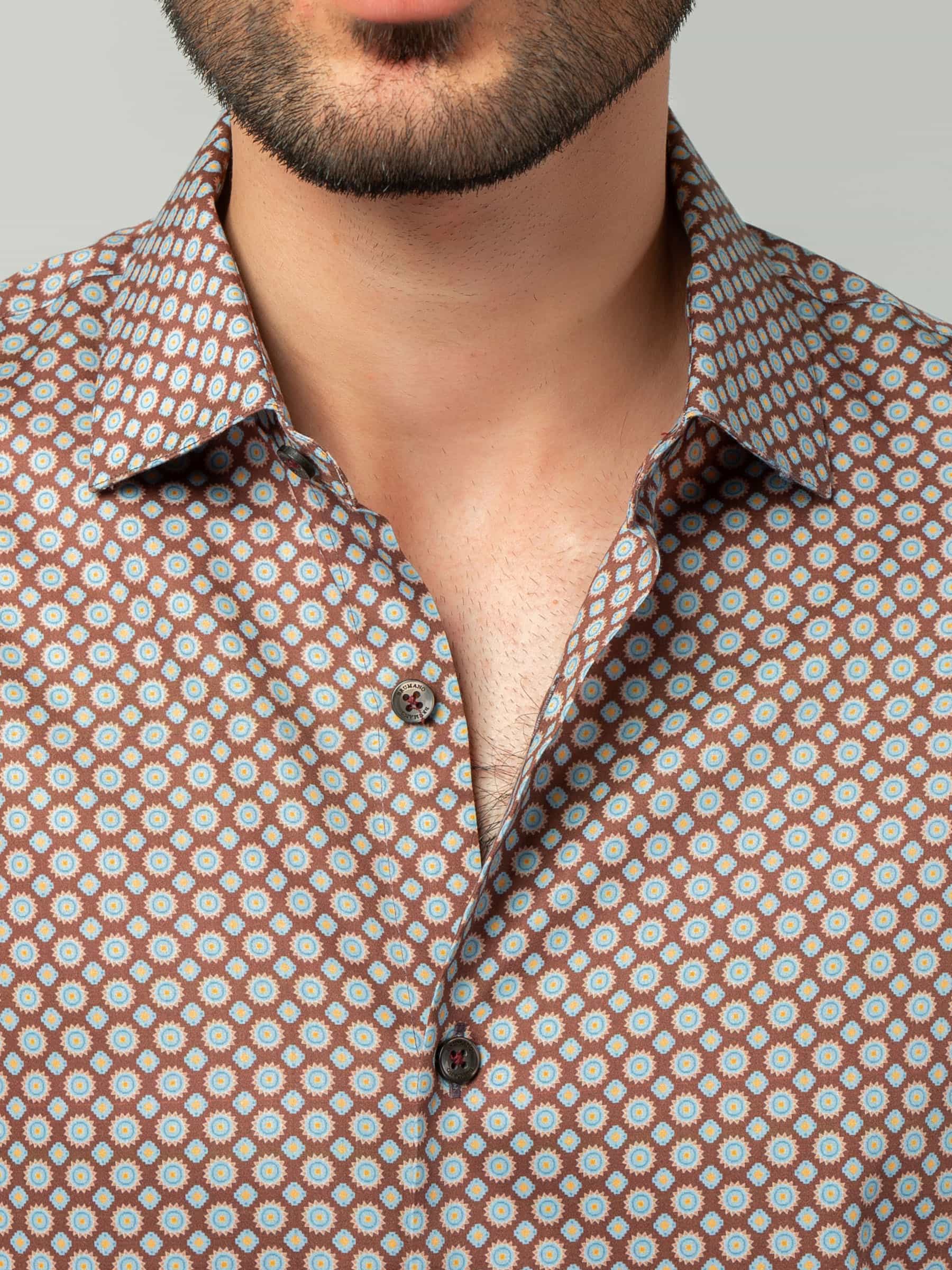 Brown Motif Printed Shirt