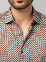Brown Motif Printed Shirt