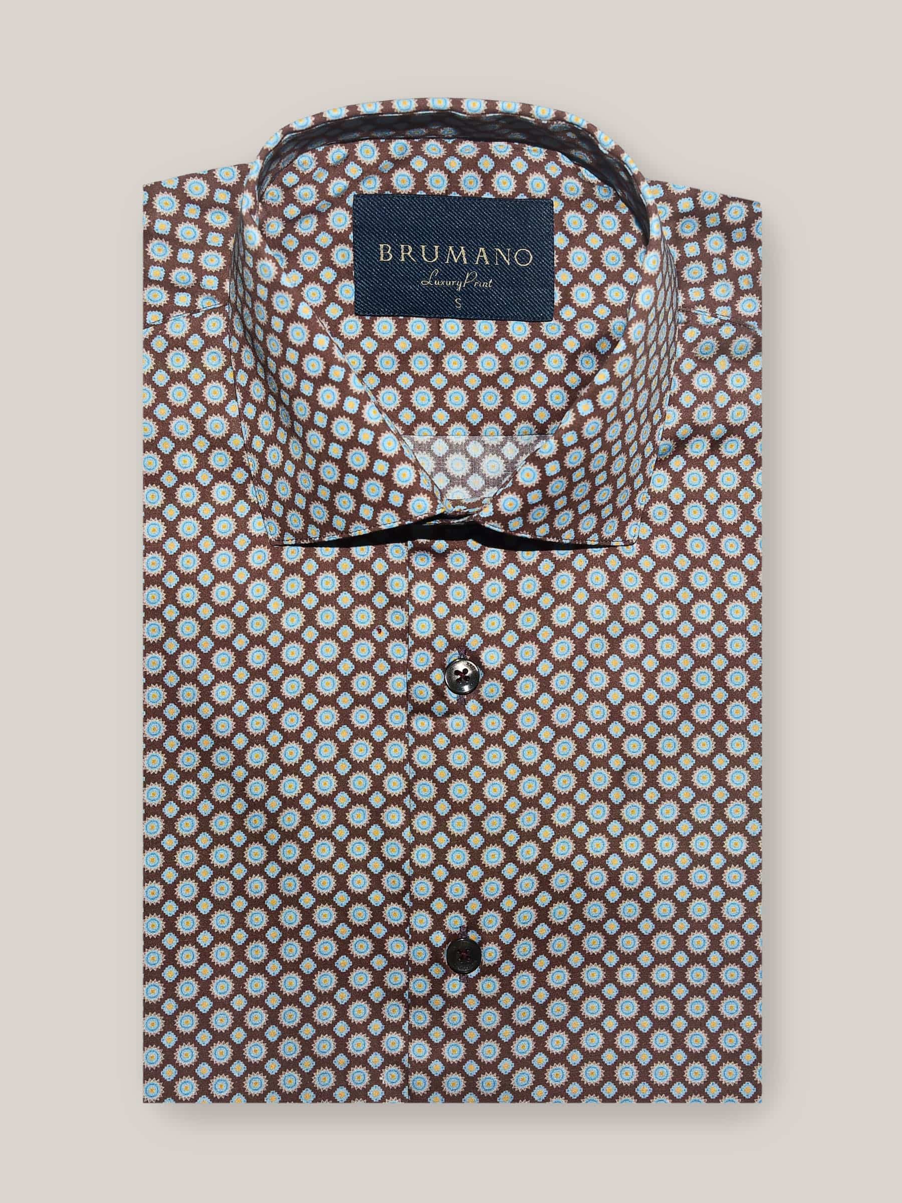 Brown Motif Printed Shirt