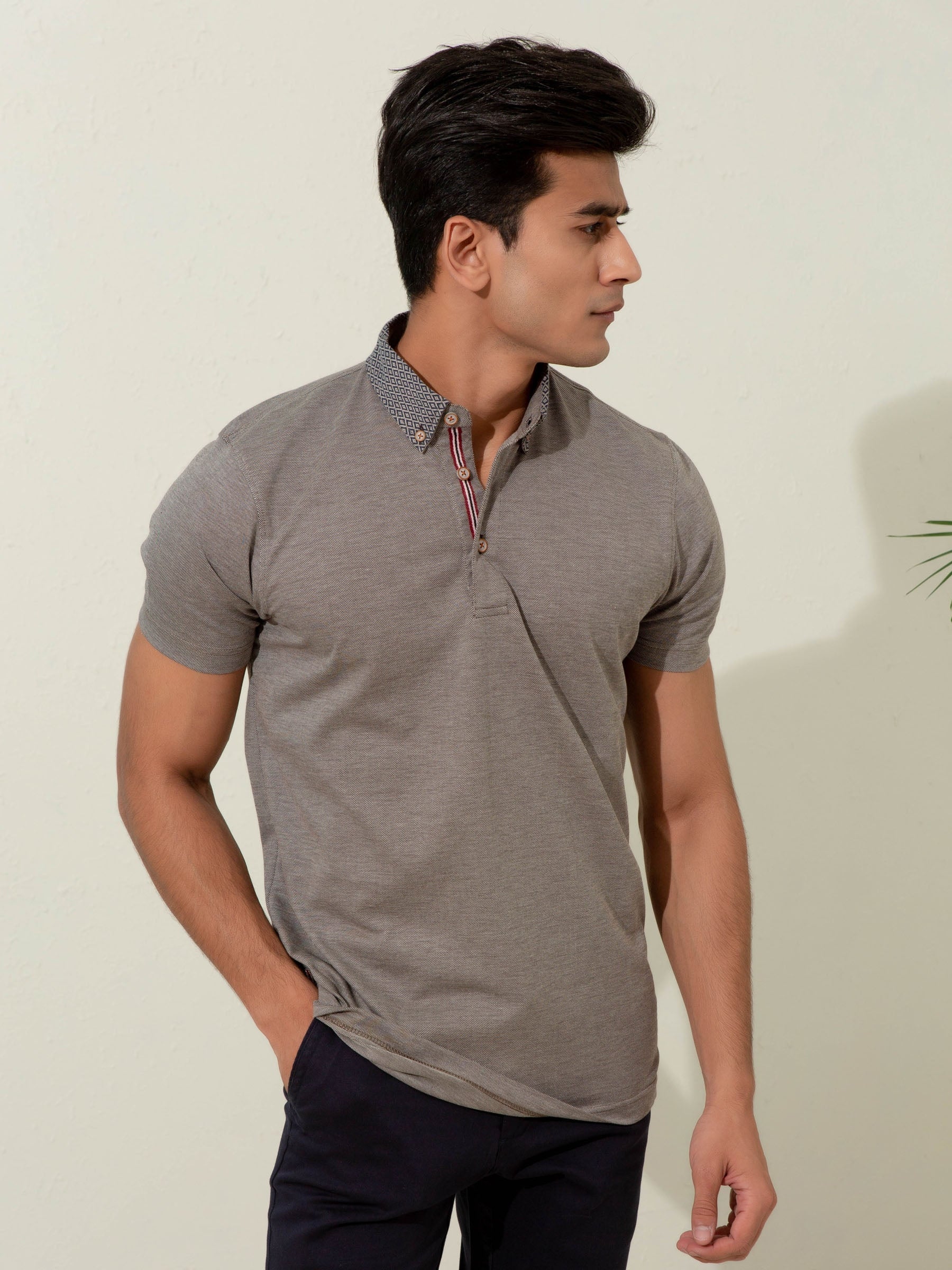 Brown Pique Silk Blended Mercerized Polo