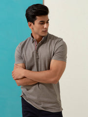 Brown Pique Silk Blended Mercerized Polo