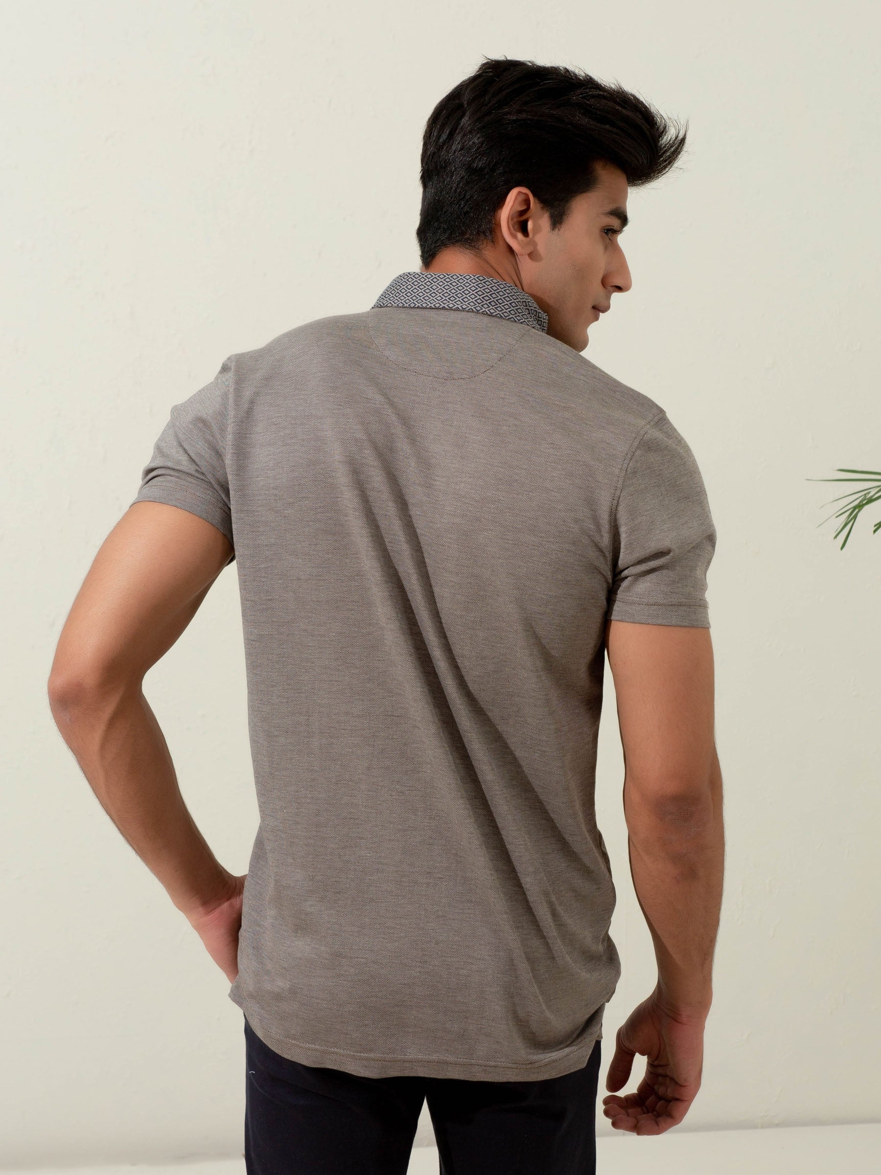 Brown Pique Silk Blended Mercerized Polo