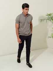Brown Pique Silk Blended Mercerized Polo