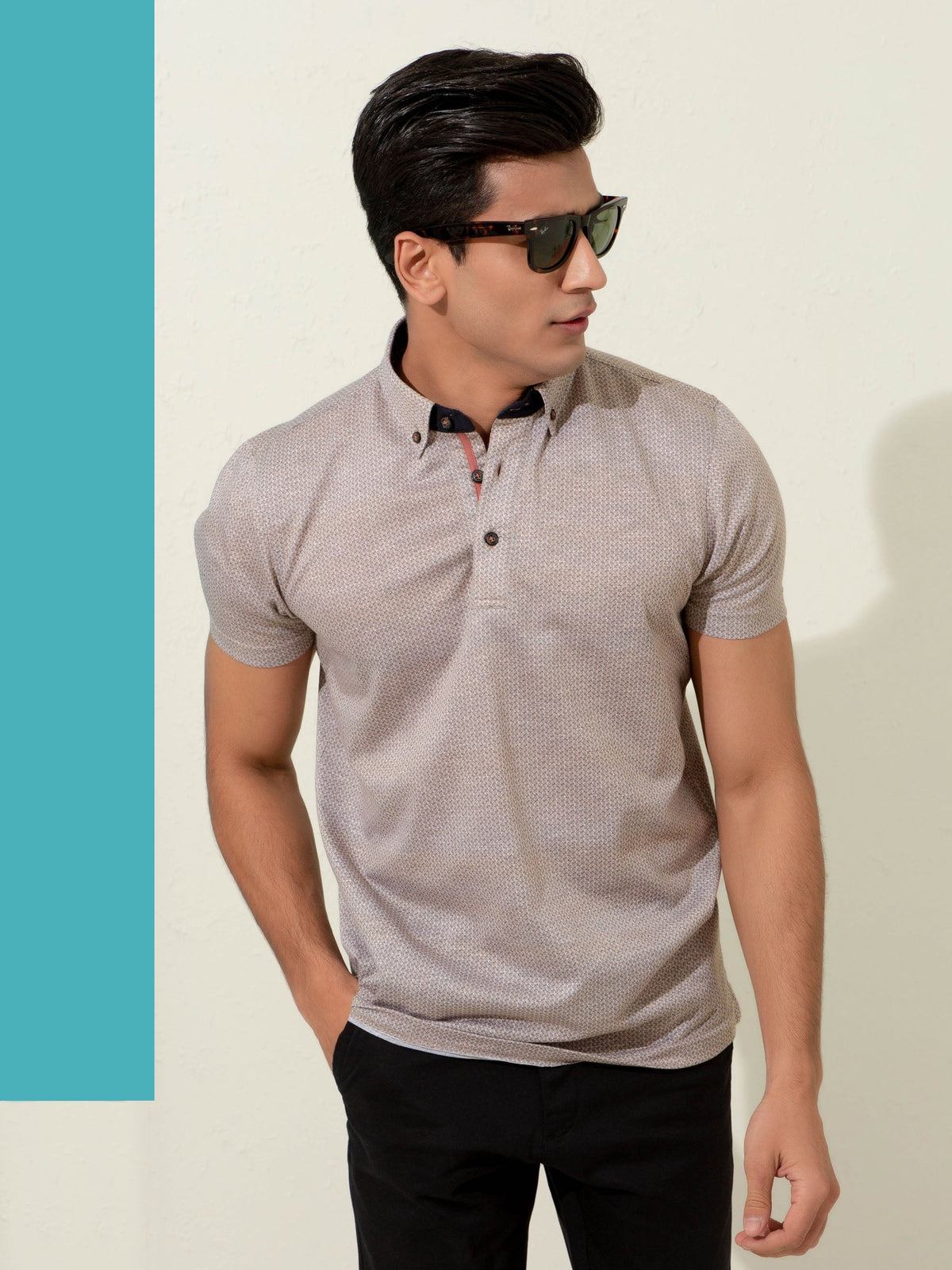 Brown Printed Mercerized Polo