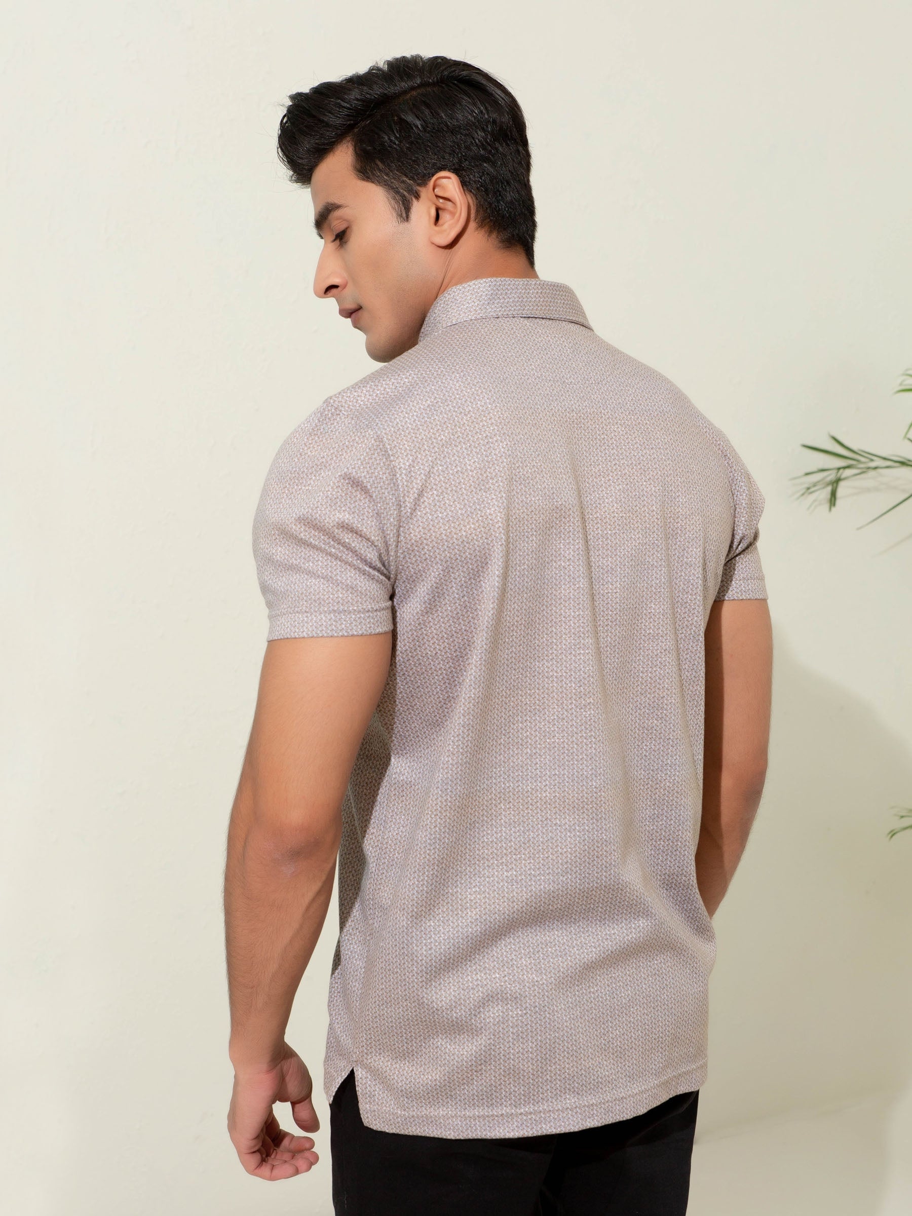 Brown Printed Mercerized Polo