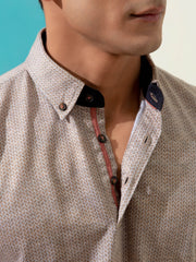 Brown Printed Mercerized Polo