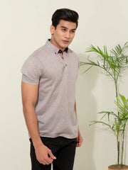 Brown Printed Mercerized Polo