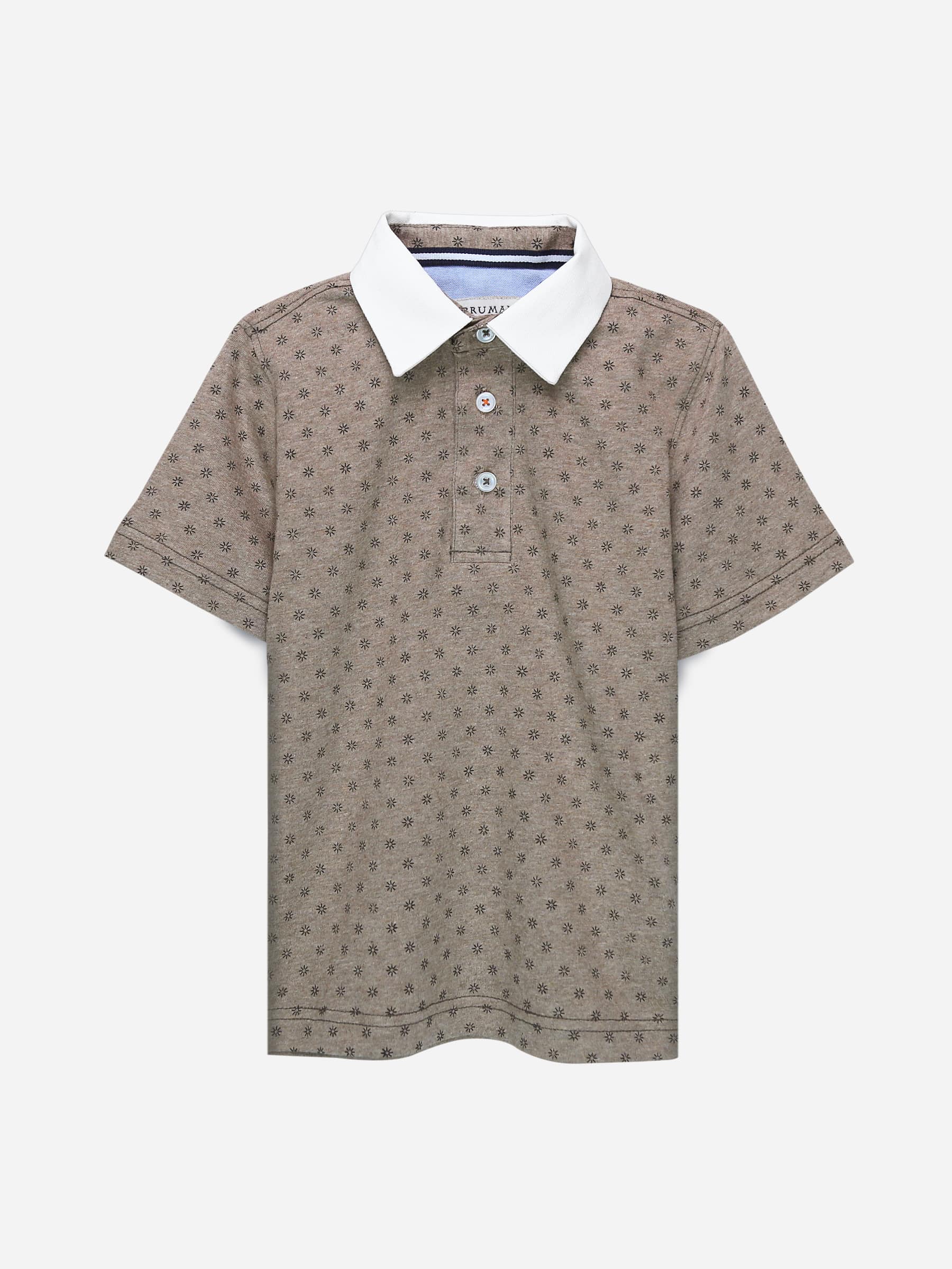Brown Printed Polo Shirt