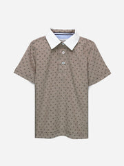 Brown Printed Polo Shirt
