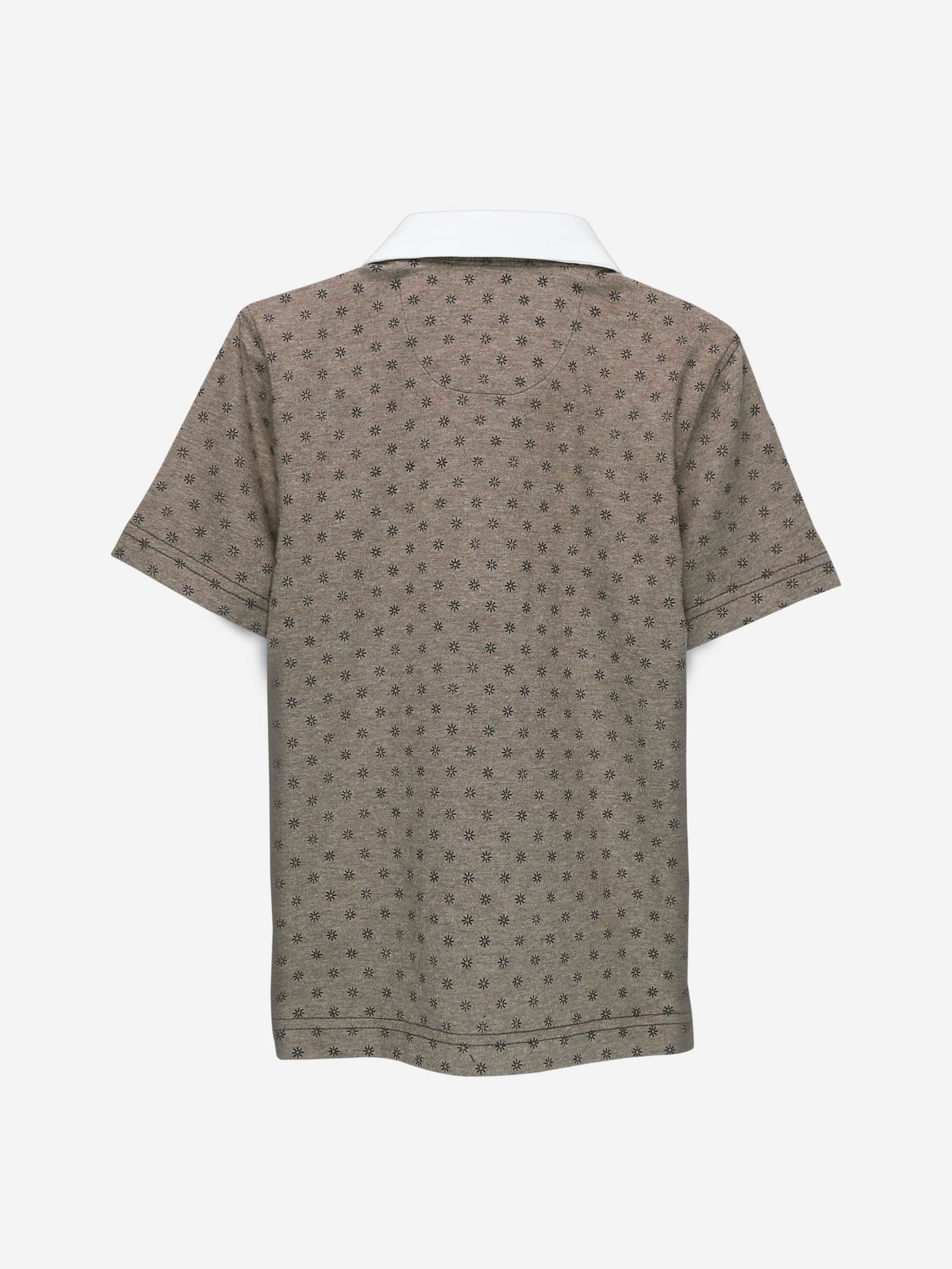 Brown Printed Polo Shirt