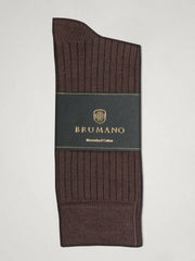 Brown Ribbed Mercerized Socks