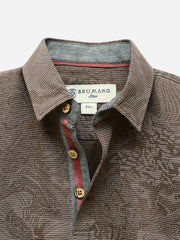 Brown Striped Casual Polo