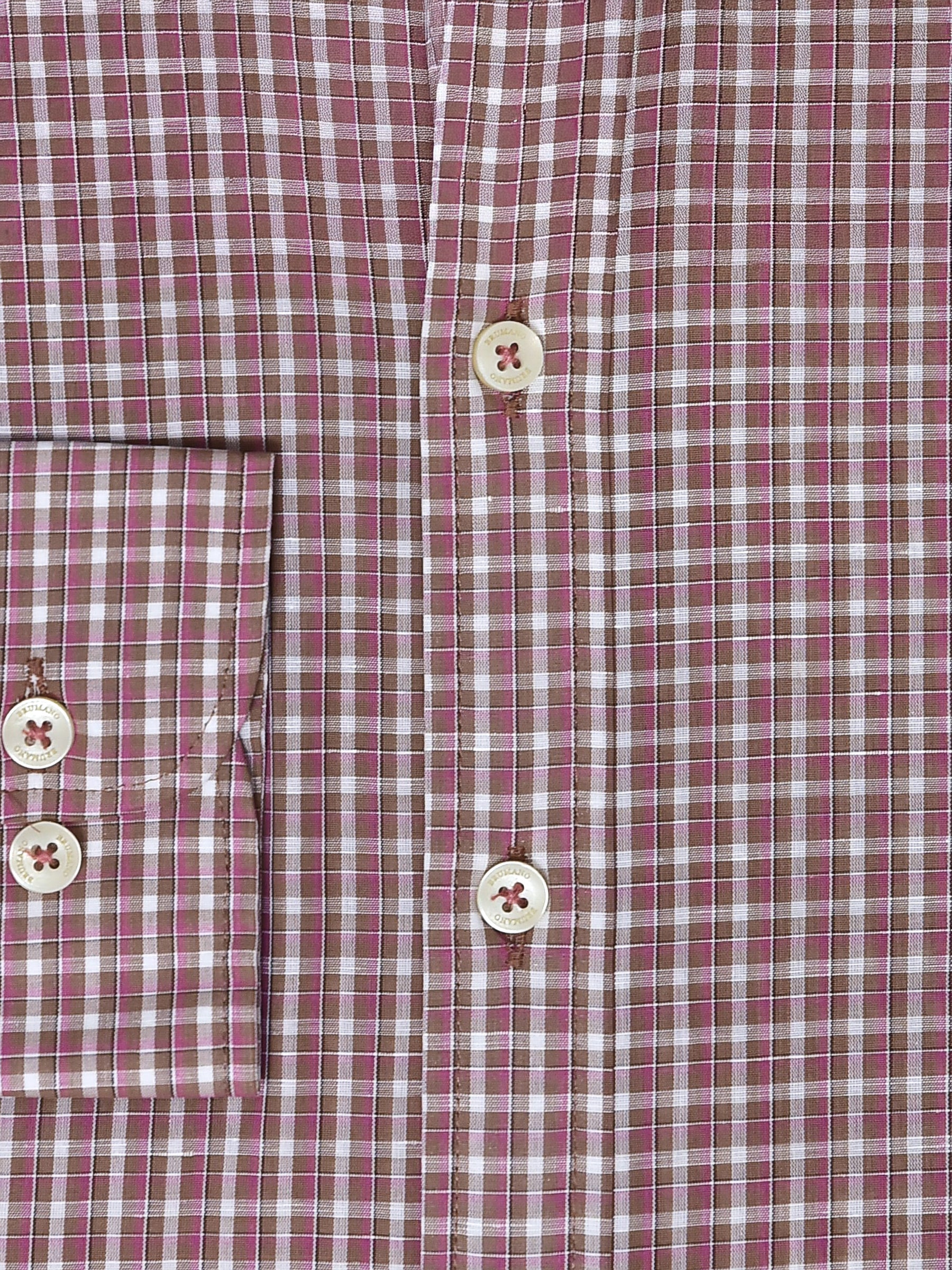 Brown Gingham Linen Blended Button Down Shirt - Luxe
