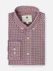 Brown Gingham Linen Blended Button Down Shirt - Luxe